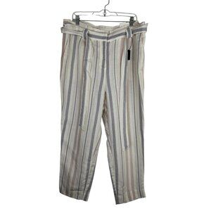 Express Pants Womens 16S/16C White Pink Gray Striped Ankle High RiseNWT
